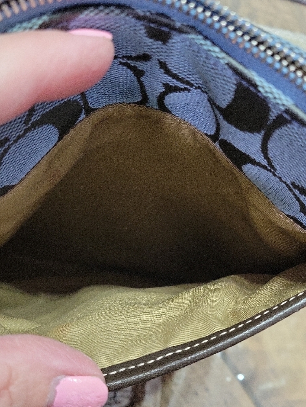 Coach Blue Signature Crossbody Messenger with Brown Trim - Picture 3 of 9